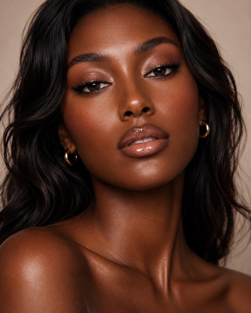 Bronzed glow makeup look